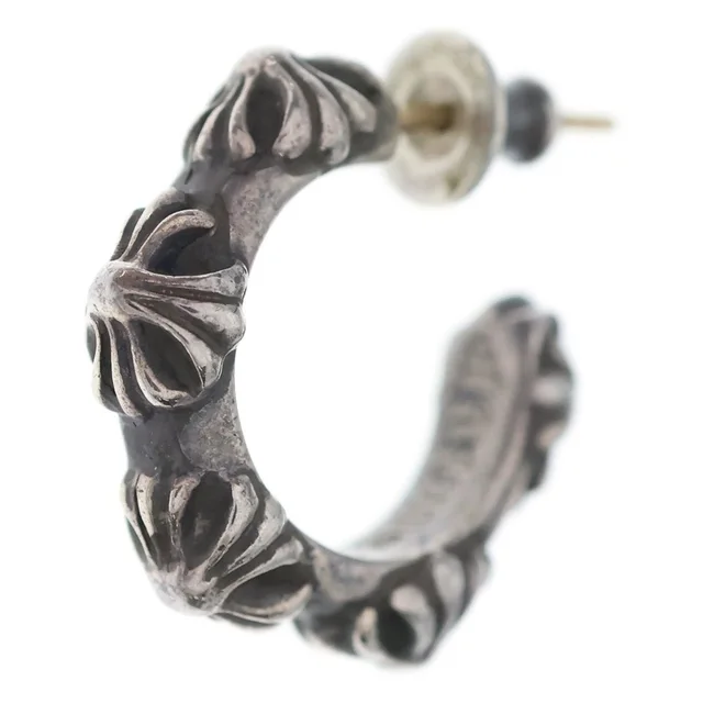 Chrome Hearts Hoop Cross Band Earrings Silver in Silver from The Reluxe