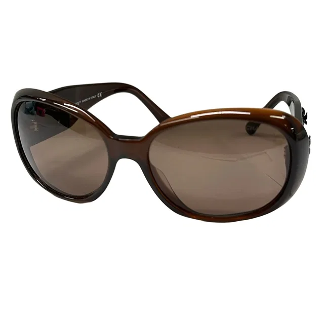 Chanel Sunglasses Clear Brown Dark Black Camellia CC Logo Eyewear in Black from The Reluxe