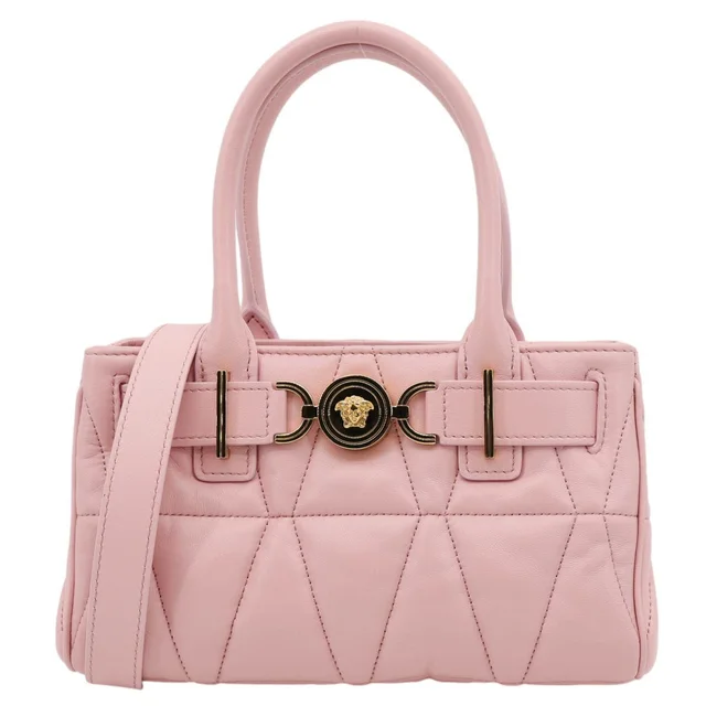 Versace Medusa '95 Quilted Leather Tote Bag Pink in Pink Leather from Dallas Designer Handbags