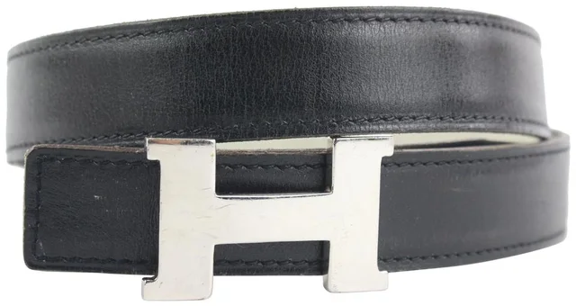 Hermès 24mm Reversible H Logo Belt Kit Silver Constance in Silver Leather from Bagriculture