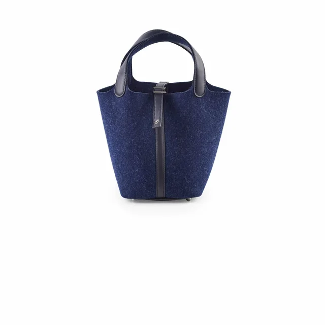 Hermès Hemes Picotin 18 Lock Bleu Nuit/Caban - U Stamp in Navy Leather from The Purse Affair