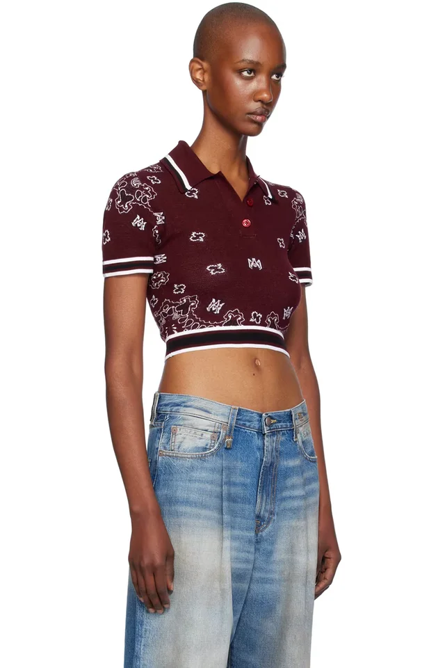 AMIRI Burgundy MA Bandana Polo, photo 2 of 4 from SSENSE