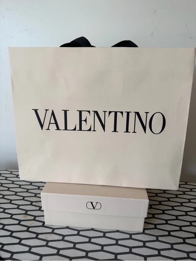 Valentino Garavani Cream And Black Logo Shopping Bag With Matching Cream Box, Great in black|brown|neutral from Poshmark