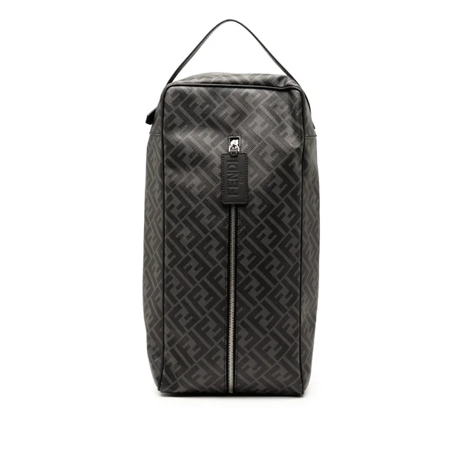 Gray Fendi Zucca Coated Canvas Shoe Case Handbag in Grey Coated canvas from Designer Revival