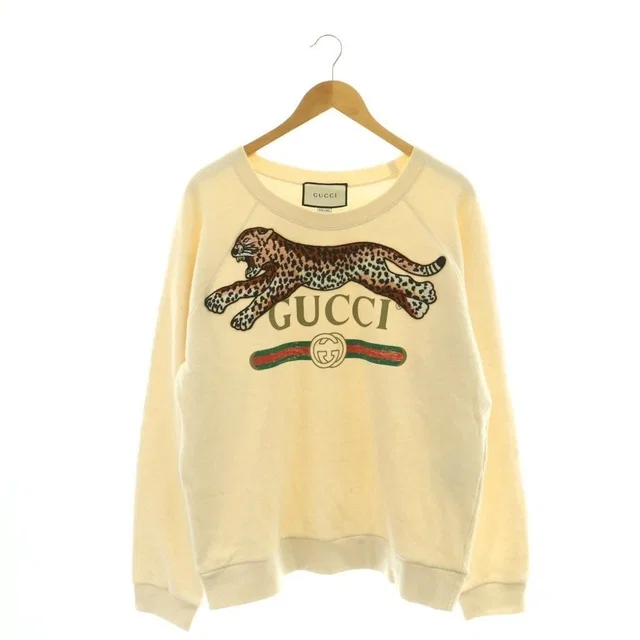 Gucci Sweatshirt Animal Patch Natural M Ivory SS in White Wool from The Reluxe
