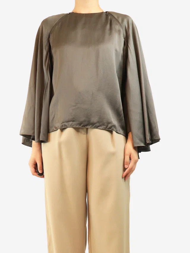 Lanvin Grey silk cape-blouse - size UK 8 in Grey Silk from Sign of the Times