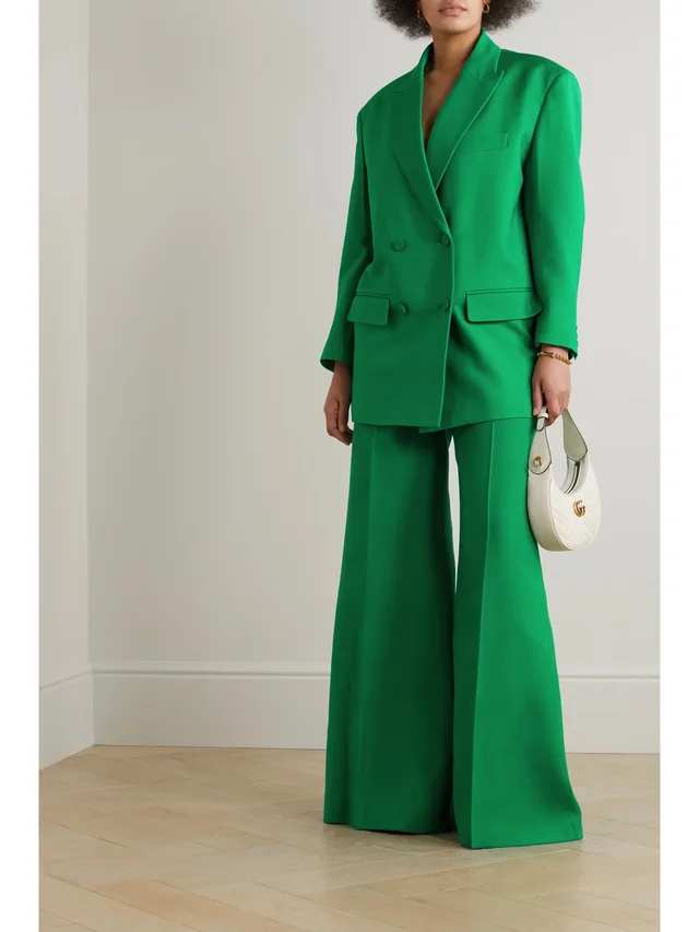 VALENTINO GARAVANI Oversized double-breasted wool and silk-blend crepe blazer in Green, photo 2 of 2 from NET-A-PORTER (Canada)