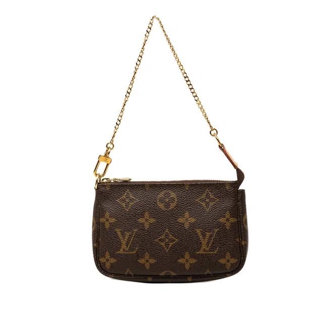 Brown Louis Vuitton Monogram Mini Pochette Accessoires Handbag in Brown Coated canvas from Designer Revival