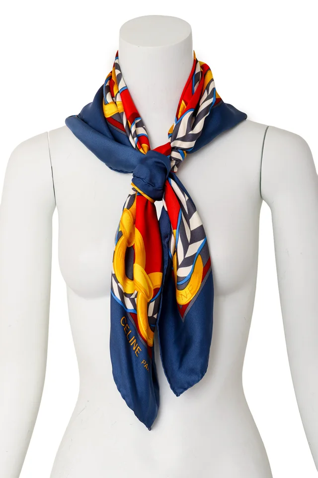 Celine Striped Ribbon Chain Print Silk Scarf in Silk from Recess LA, photo 2 of 2