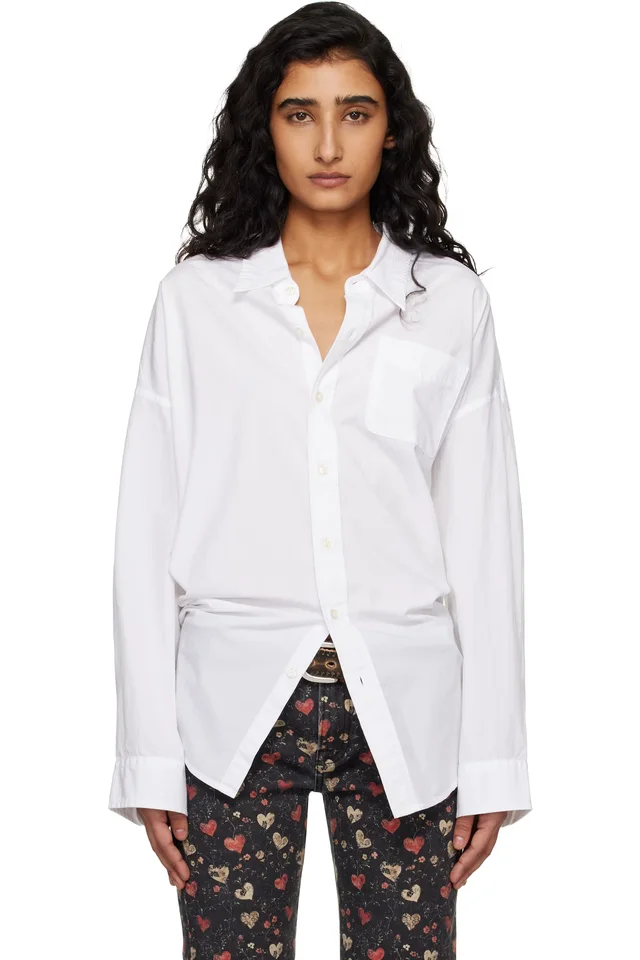 R13 White Drop Neck Oxford Shirt, image 1 of 1 from SSENSE