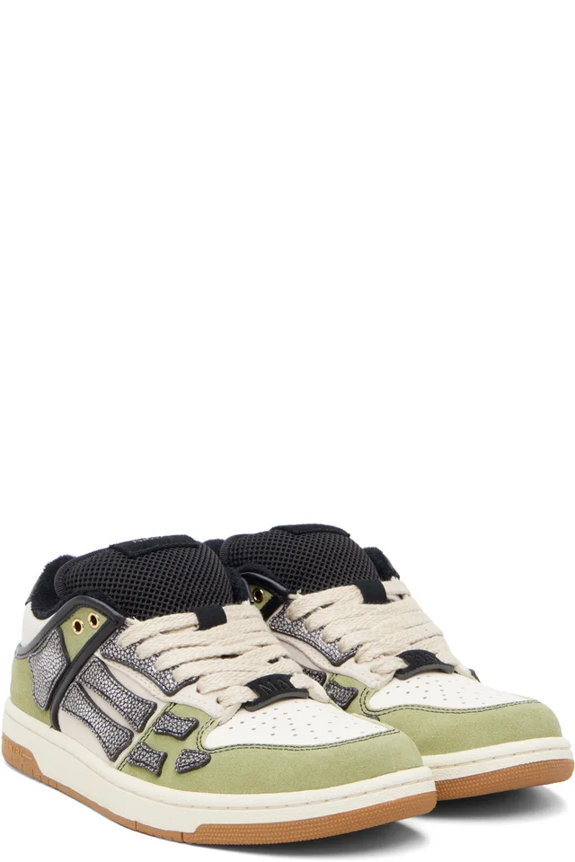 AMIRI White & Green XL Skel Top Low Sneakers, photo 4 of 5 from SSENSE