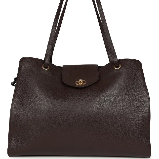 Chanel XXL "It Girl" Shopping Tote Brown Grained Calfskin Gold Hardware in Brown Caviar leather from Madison Avenue Couture
