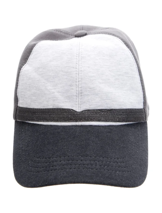 Brunello Cucinelli Grey and multicolor Monili Baseball Cap with beaded ball chain accent at front in gray from The RealReal