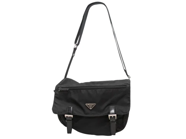 Black Prada Nylon Messenger Bag in Black Nylon from Designer Revival