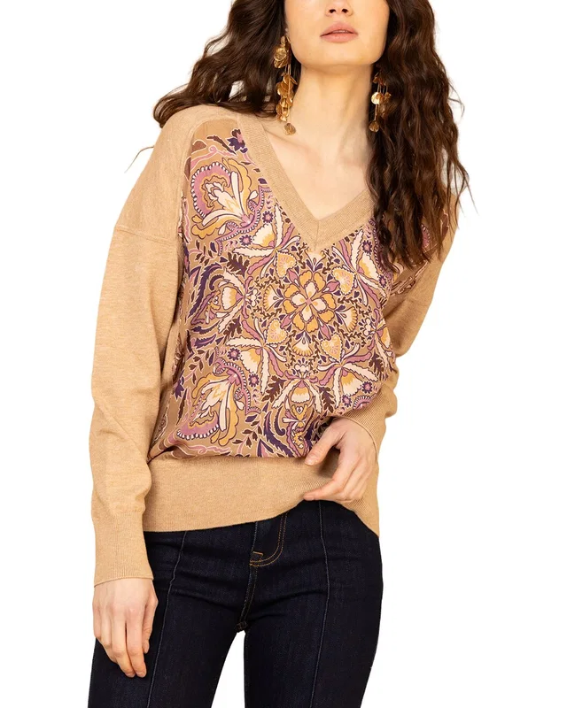 Hale Bob V Neck Stormi Silk Sweater, image 1 of 1 from Rue La La