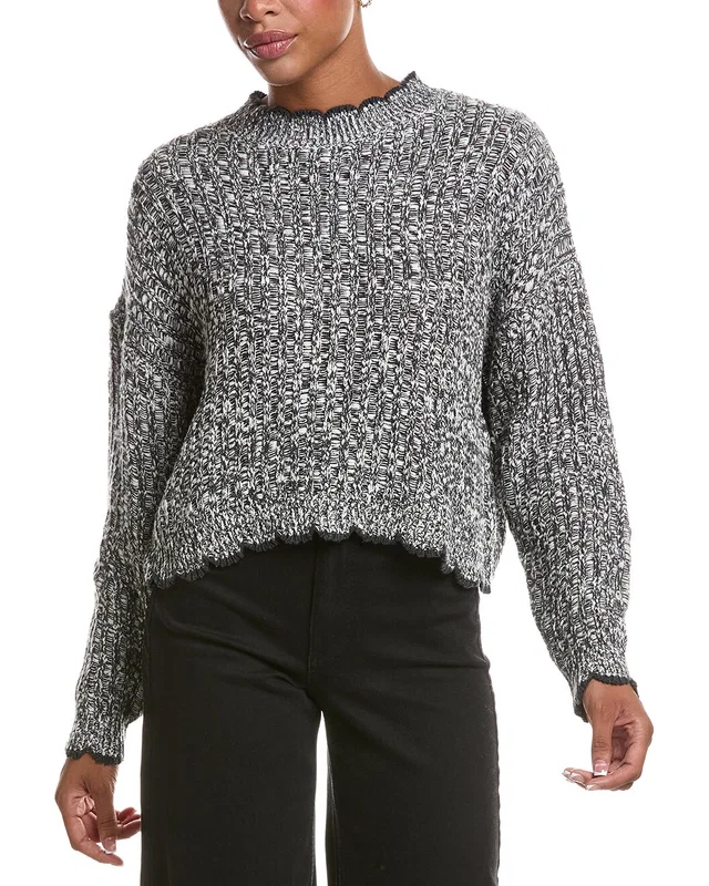 Autumn Cashmere Tipped Ladder Stitch Crewneck Sweater, image 1 of 1 from Gilt