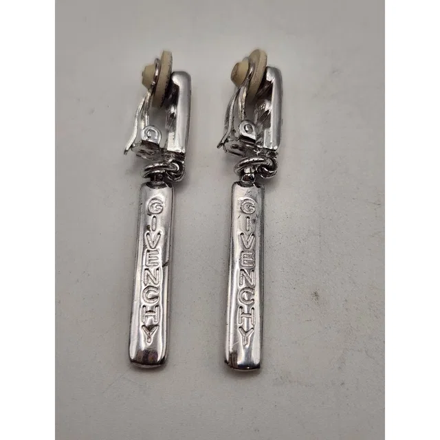 Givenchy Vintage Silver Tone Vertical Logo Bar Clip On Drop Earrings Paris Ny in silver|gray from Poshmark