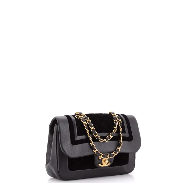 Chanel Paris-Cosmopolite Textured CC Flap Bag Lambskin and Quilted Velvet Small in black Lambskin from Rebag, photo 2 of 6