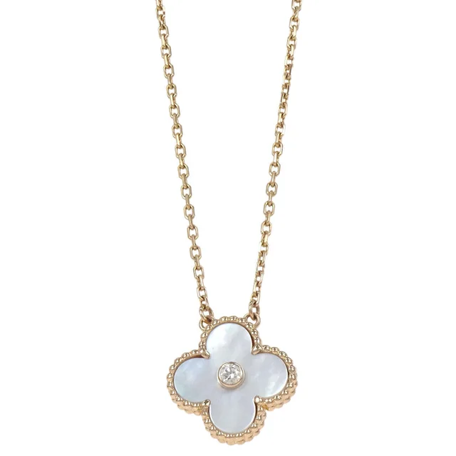 Van Cleef & Arpels Vintage Alhambra Pendant Pearl Diamond Au750 Jewelry from AMORE Vintage Tokyo