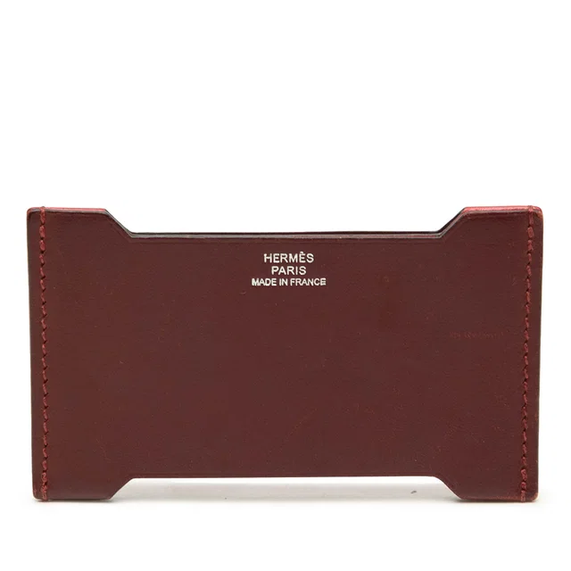 Red Hermès Tadelakt and Sombrero Manhattan Card Holder in Red Leather from Designer Revival
