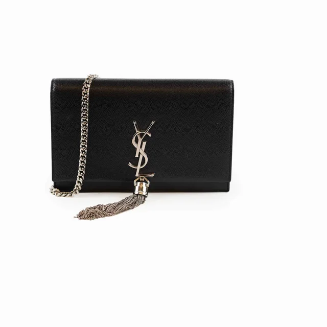 Saint Laurent Kate Tassel Wallet on Chain Black in Black Leather from The Purse Affair