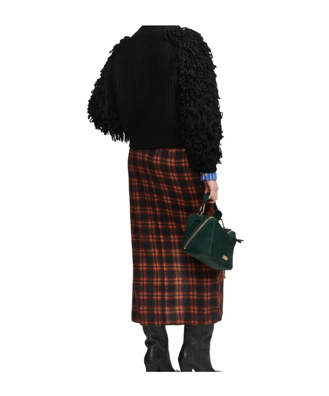 Essentiel Antwerp Black fringe-sleeve wool-blend cardigan, photo 5 of 6 from SENSER
