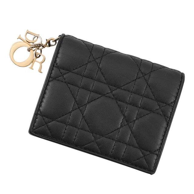 Lady Dior Gardenia Wallet Mini BlackS0178ONMJ_M900 Leather in Leather from GALLERY RARE