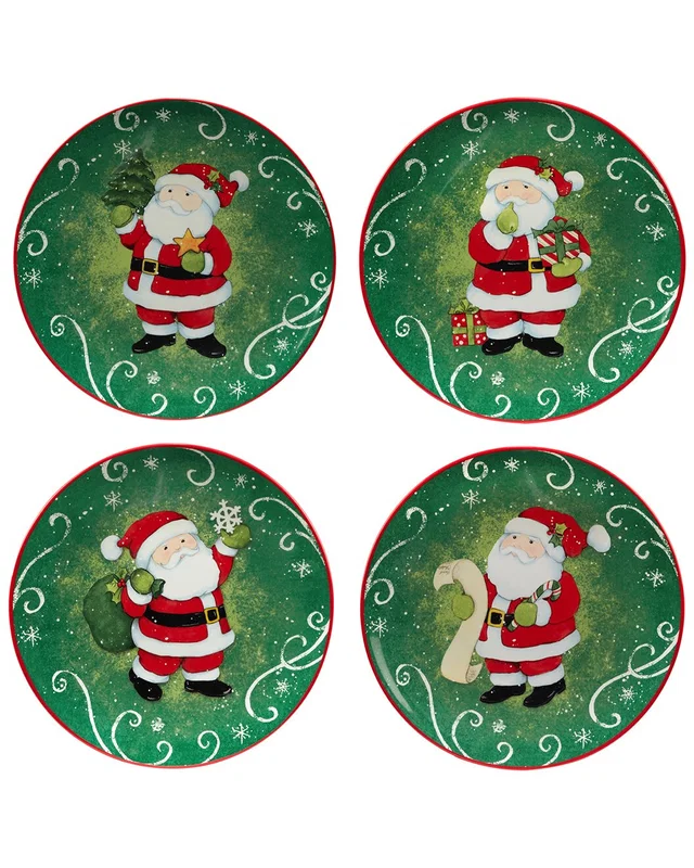 Certified International Holiday Magic Santa Set of 4 Dessert Plates, image 1 of 1 from Rue La La