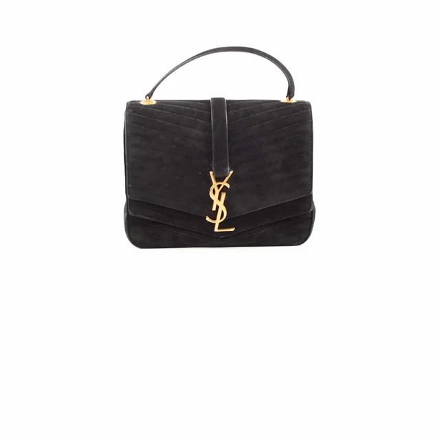 Saint Laurent Square Black Crossbody in Black Suede from The Purse Affair