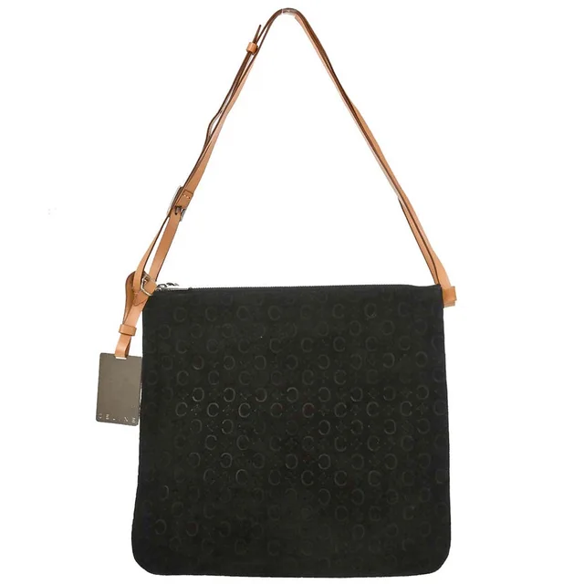 Celine Black Suede C Macadam Twin Handbag in Black Suede from AMORE Vintage Tokyo