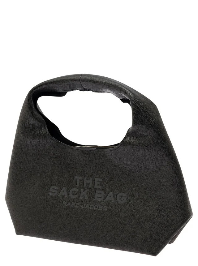Marc jacobs 'The Sack' Black Shoulder Bag with Embossed Logo in Hammered Leather Woman in Black 100% Cow Leather, photo 6 of 12 from Gaudenzi Boutique