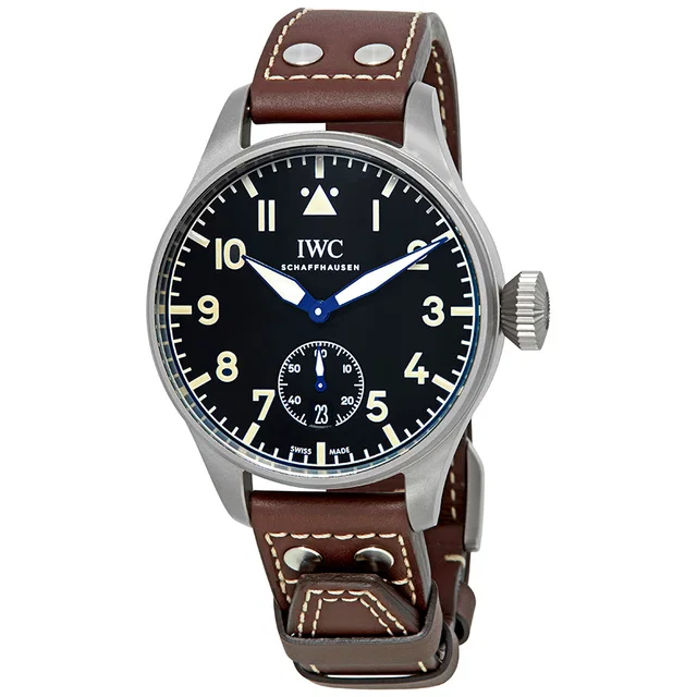 IWC Big Pilot's Heritage Black Dial Mens Watch IW510301 in blue|brown|gray|red|black Calfskin from Jomashop.com