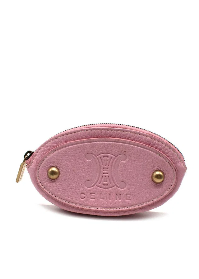 Celine Pink Logo Coin Purse in Pink Suede from HEWI