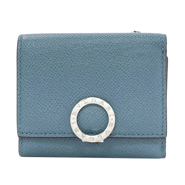 Bvlgari Logo Tri-Fold Leather Wallet For Women in blue Leather from Grailed