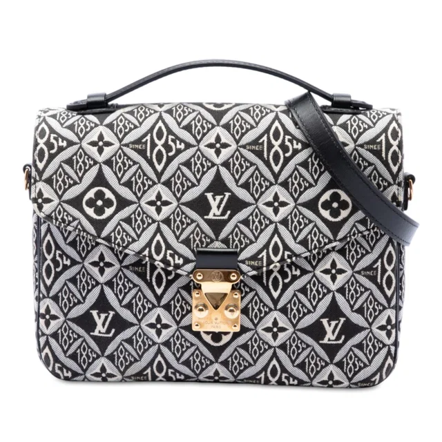 Black Louis Vuitton Monogram Jacquard Since 1854 Pochette Metis Satchel in Black Canvas from Designer Revival