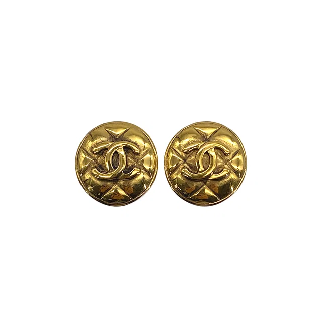 Chanel Vintage Earrings Matelasse Cocomark Round Accessory from Luxury Promise