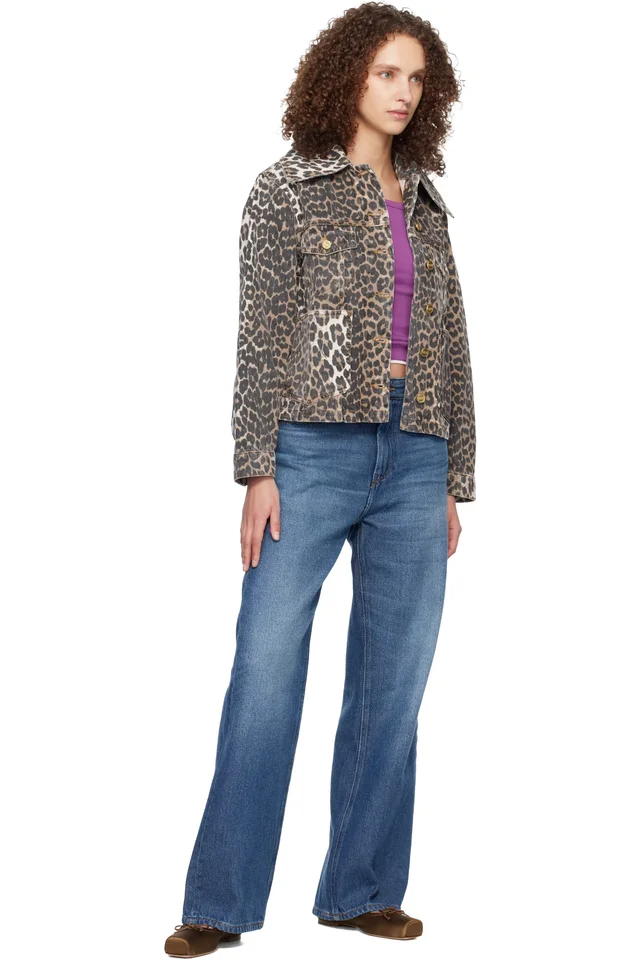 GANNI Brown & Black Leopard Denim Jacket, photo 4 of 4 from SSENSE