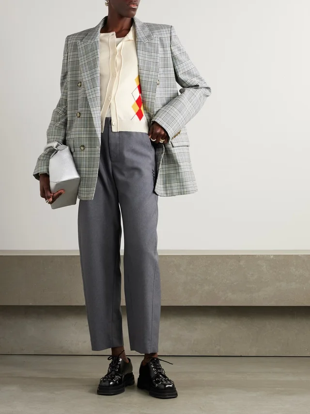 MARNI Cropped embroidered argyle wool cardigan in Beige, photo 2 of 2 from NET-A-PORTER (Canada)