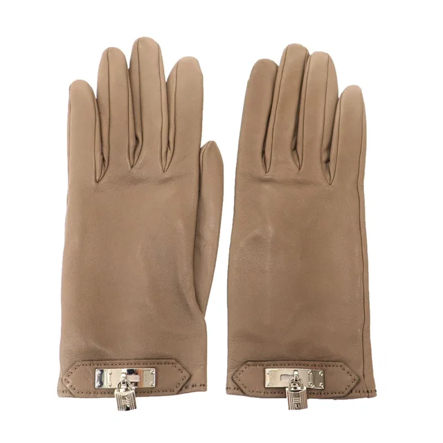 Hermès Soya Leather Gloves Beige in Beige Leather from The Reluxe