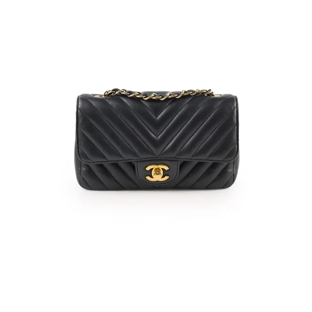 Chanel Mini Rectangular Chevron Black - Series 23 in Black from The Purse Affair