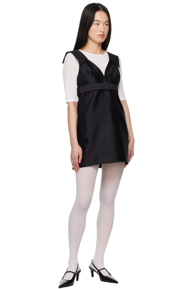 SHUSHU/TONG Black A-Line Lapel Minidress, photo 5 of 5 from SSENSE
