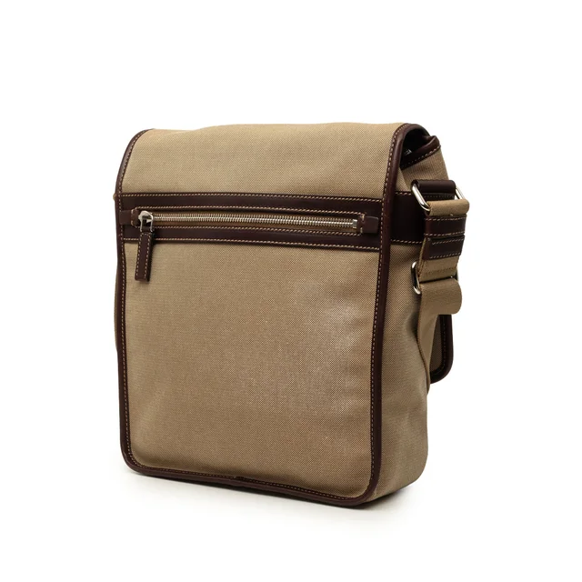 Beige Prada Leather Trimmed Canvas Canapa Logo Buckle Messenger Bag in Beige Canvas from Designer Revival, photo 2 of 2