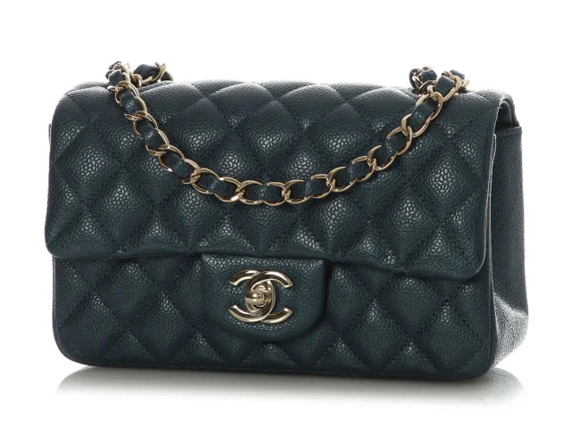 Chanel Mini Dark Blue Quilted Caviar Classic in Blue Caviar leather from Ann's Fabulous Finds, photo 3 of 10