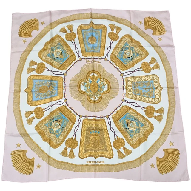 Hermès Carre 90 Poste Et Cavalerie Silk Scarf Pink in Pink Silk from The Reluxe