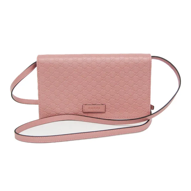 Gucci MicroGuccissima 466507 Women's Leather Chain/Shoulder Wallet Pink in Pink Leather from Elady