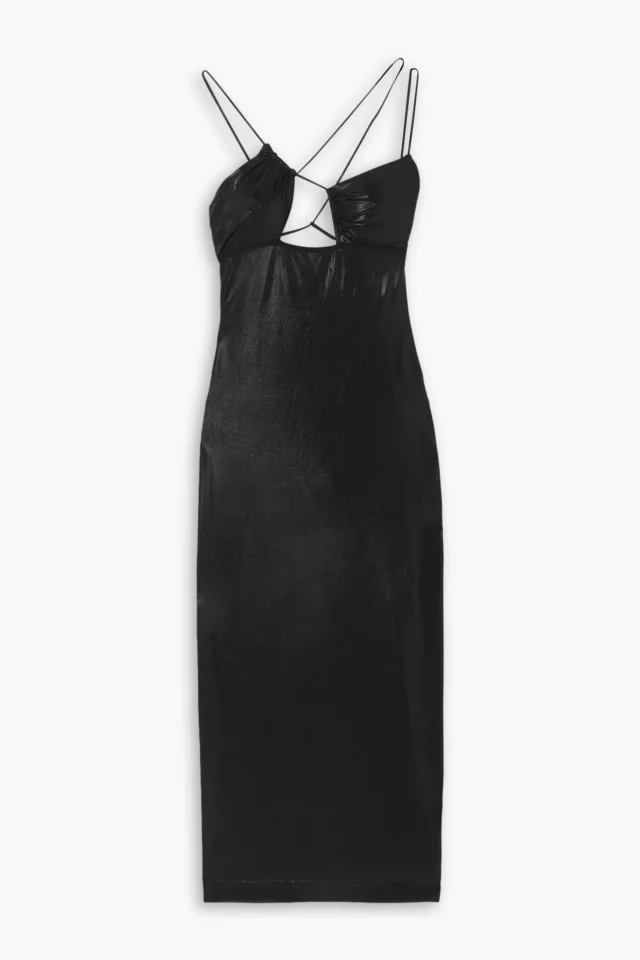 Nensi Dojaka Cutout Metallic Stretch-Jersey Midi Dress in Black from THE OUTNET, photo 1 of 1