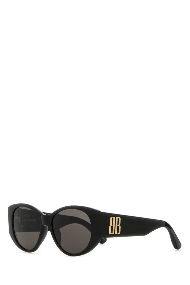 Balenciaga Nano Acetate Round Sunglasses — Black Exterior in Black from HEWI