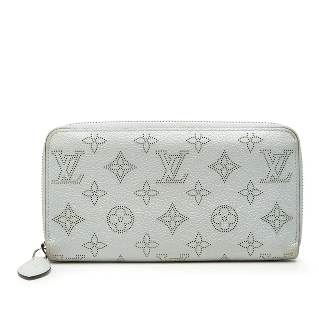 Gray Louis Vuitton Monogram Mahina Zippy Wallet in Grey Leather from Designer Revival