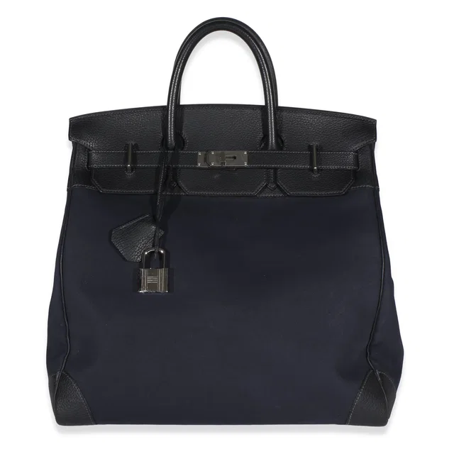 Hermès Bleu Marine Toile Officier Fjord HAC 40 PHW in Navy Canvas from myGemma