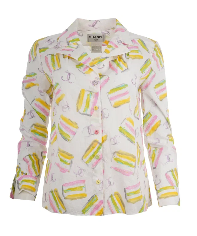 Chanel printed ice cream vintage shirt 04c in White from Luxury Promise